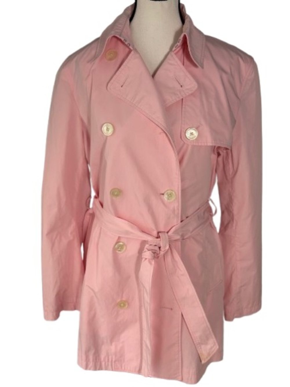 Lauren Ralph Lauren Short Double- Breasted Belted Pink Trench Coat, Size- L NWT